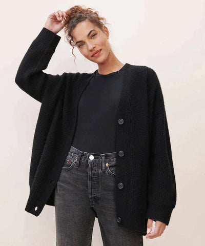 Lena | Damen Oversized Kaschmir V-Ausschnitt Cardigan