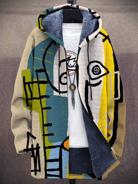 Katharina | Damen Oversized Kunstdruck Fleecegefütterter Reißverschluss Cardigan