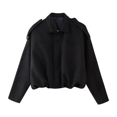 Emilia | Damen Oversized Kurzgeschnittene Kunstwildleder Bomberjacke
