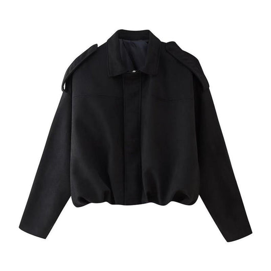 Emilia | Damen Oversized Kurzgeschnittene Kunstwildleder Bomberjacke