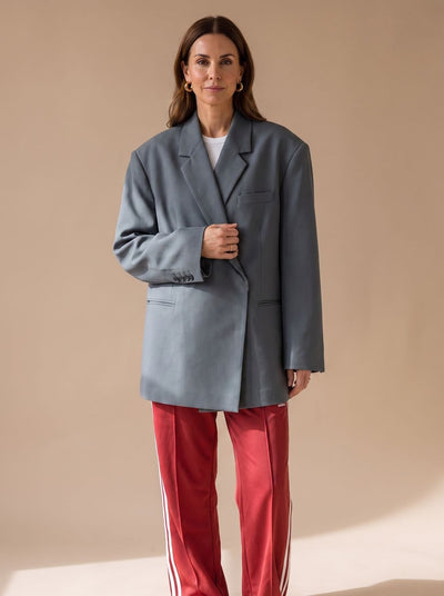 Elfriede | Damen Oversized Longblazer mit Reverskragen und Knopfdetails