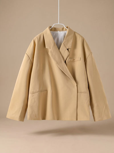 Elfriede | Damen Oversized Longblazer mit Reverskragen und Knopfdetails