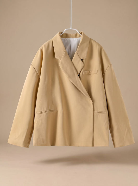 Elfriede | Damen Oversized Longblazer mit Reverskragen und Knopfdetails