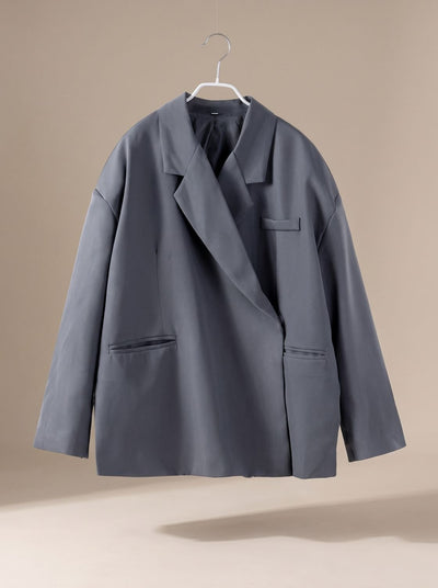 Elfriede | Damen Oversized Longblazer mit Reverskragen und Knopfdetails