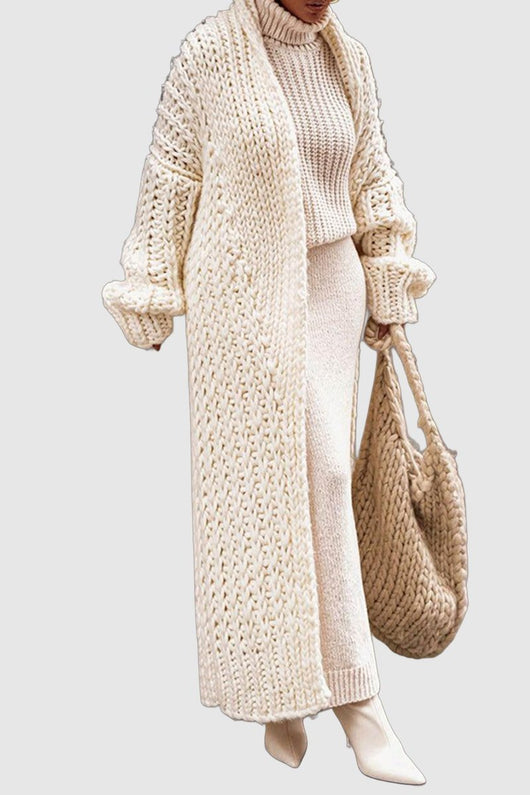 Hannah | Damen Oversized Longline Grobstrick Cardigan Offen