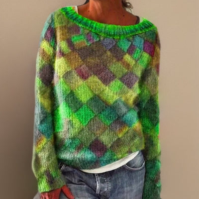 Nora | Damen Oversized Rauten-Knit Sweater mit lockerem Schnitt