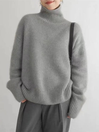 Clara | Damen Oversized Rollkragen Knit Sweater aus weicher Wollmischung
