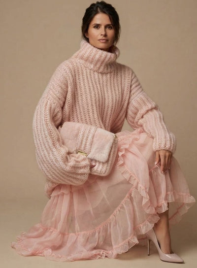 Charlotte | Damen Oversized Rollkragen Strickpullover Flauschig Warm