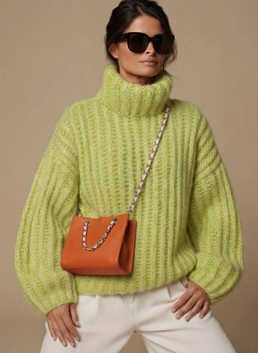 Charlotte | Damen Oversized Rollkragen Strickpullover Flauschig Warm