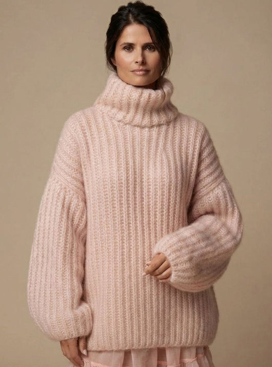 Charlotte | Damen Oversized Rollkragen Strickpullover Flauschig Warm