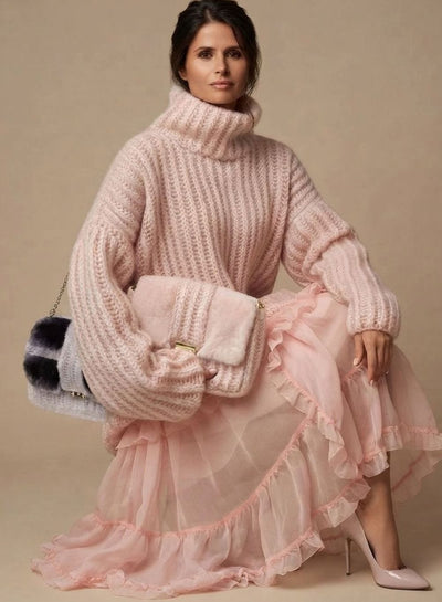 Charlotte | Damen Oversized Rollkragen Strickpullover Flauschig Warm