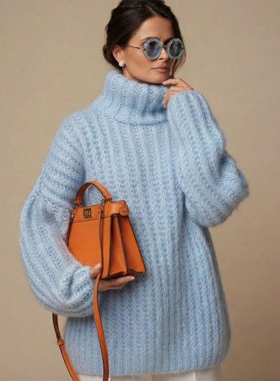 Charlotte | Damen Oversized Rollkragen Strickpullover Flauschig Warm