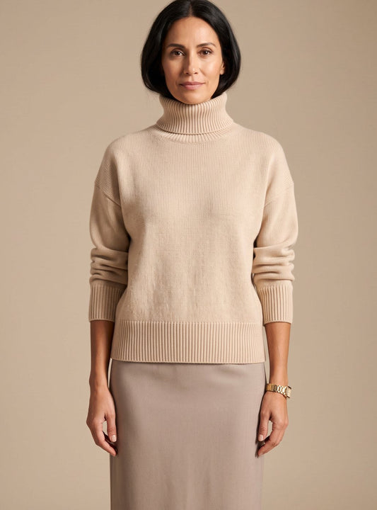 Clara | Damen Oversized Rollkragen Strickpullover Langarm