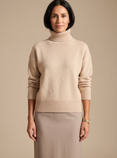 Clara | Damen Oversized Rollkragen Strickpullover Langarm