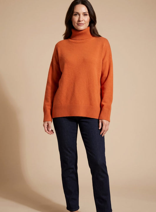 Clara | Damen Oversized Rollkragen Strickpullover Langarm