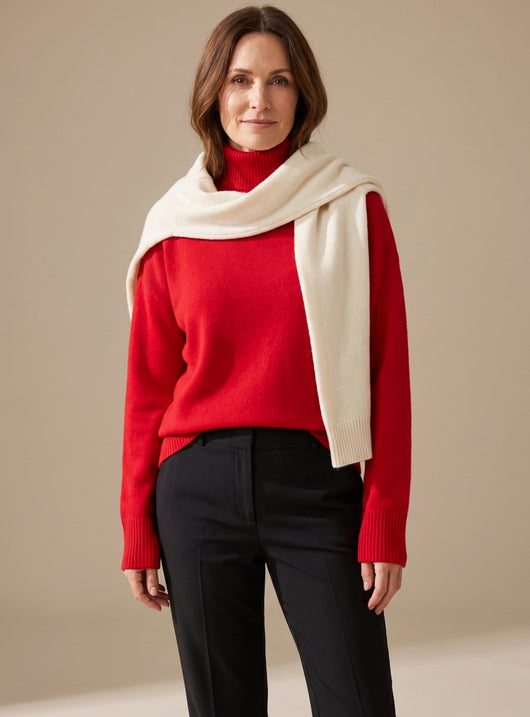 Clara | Damen Oversized Rollkragen Strickpullover Langarm