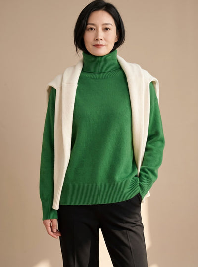 Clara | Damen Oversized Rollkragen Strickpullover Langarm