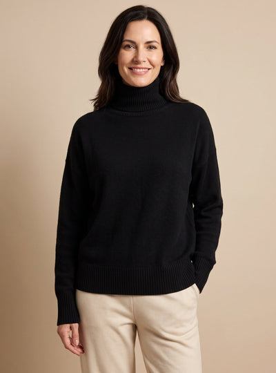 Clara | Damen Oversized Rollkragen Strickpullover Langarm