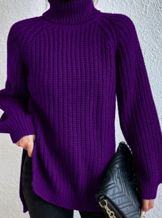 Clara | Damen Oversized Rollkragen Strickpullover mit lockerem Schnitt