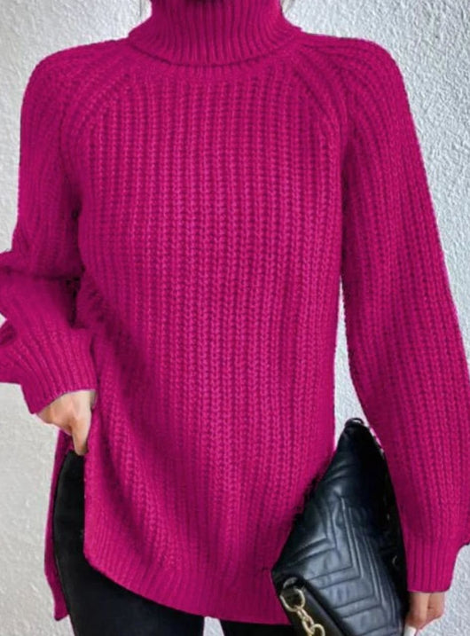 Clara | Damen Oversized Rollkragen Strickpullover mit lockerem Schnitt
