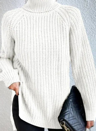 Clara | Damen Oversized Rollkragen Strickpullover mit lockerem Schnitt