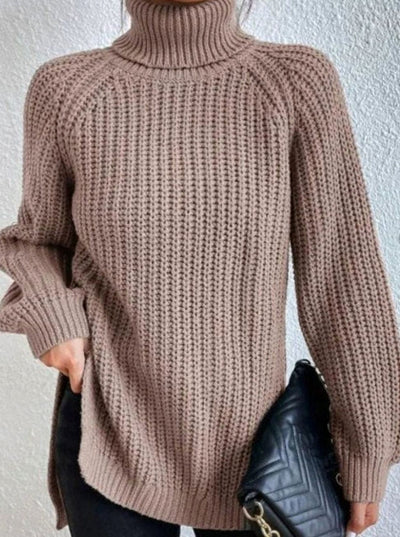 Clara | Damen Oversized Rollkragen Strickpullover mit lockerem Schnitt