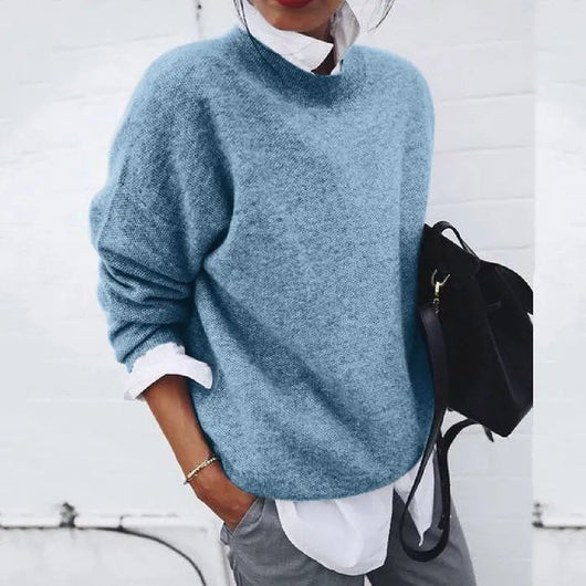 Annika | Damen Oversized Rundhals Kaschmir-Blend Pullover Sweater