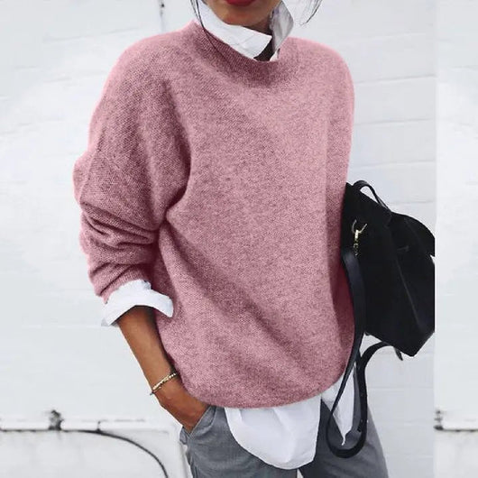 Annika | Damen Oversized Rundhals Kaschmir-Blend Pullover Sweater
