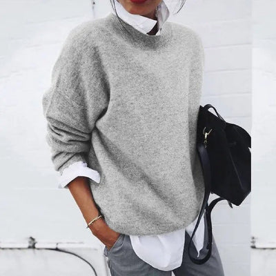Annika | Damen Oversized Rundhals Kaschmir-Blend Pullover Sweater