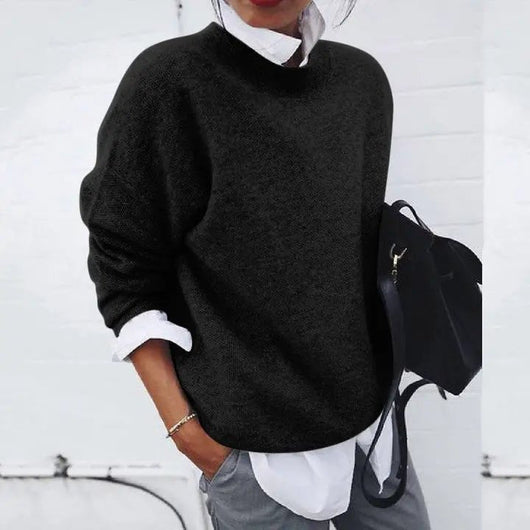 Annika | Damen Oversized Rundhals Kaschmir-Blend Pullover Sweater