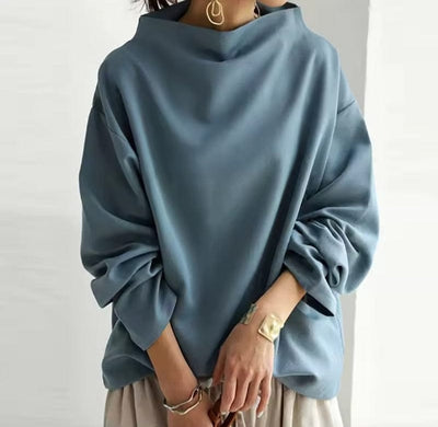 Mia | Damen Oversized Strickpullover mit Hochkragen und weitem Schnitt