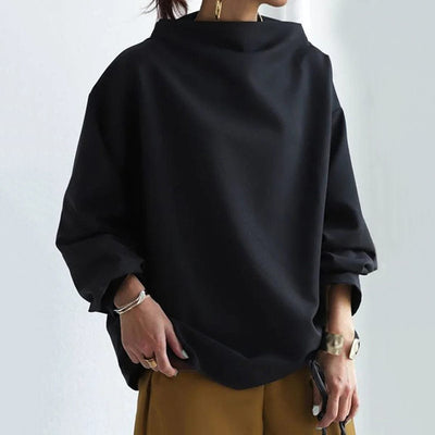 Mia | Damen Oversized Strickpullover mit Hochkragen und weitem Schnitt