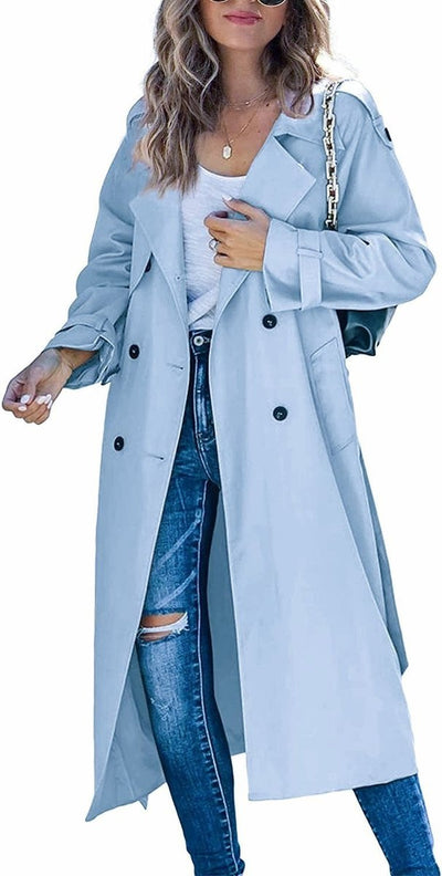 Sophie | Damen Oversized Trench Coat mit Bindegürtel Doppelreiher