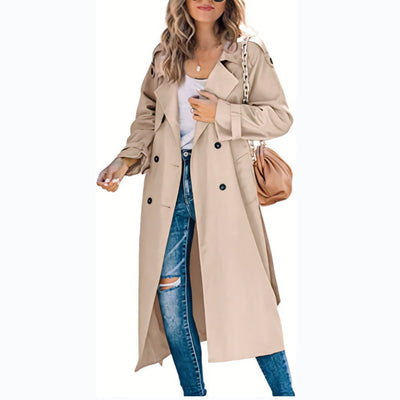 Sophie | Damen Oversized Trench Coat mit Bindegürtel Doppelreiher