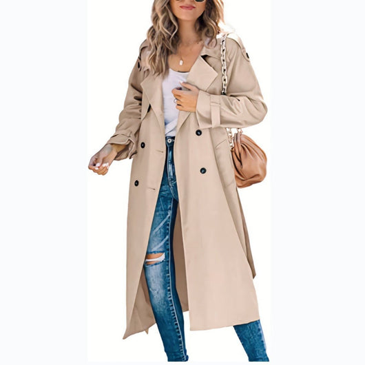 Sophie | Damen Oversized Trench Coat mit Bindegürtel Doppelreiher