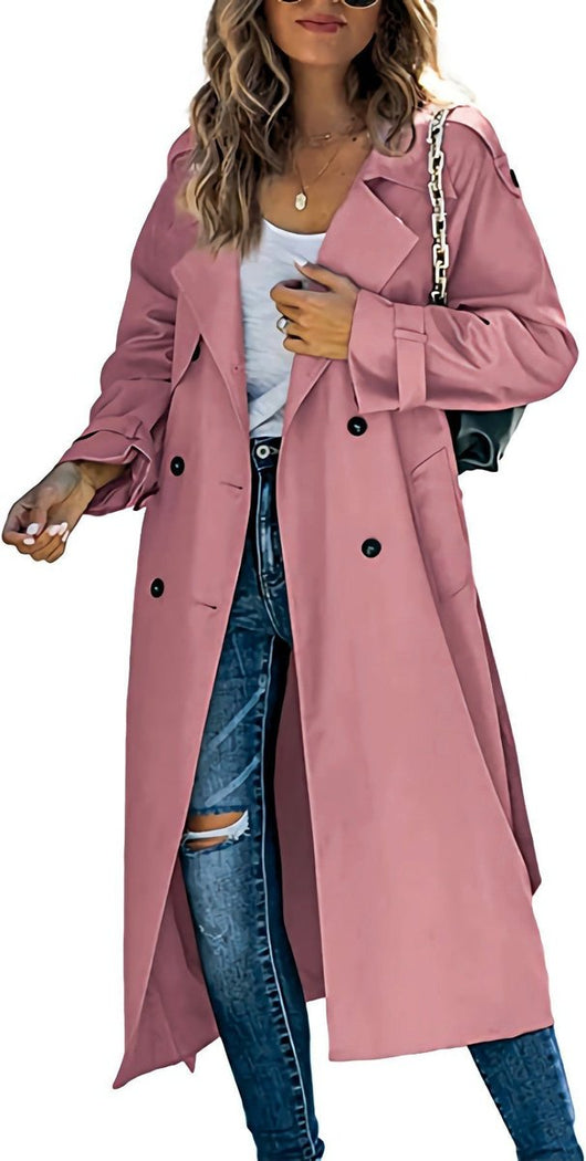 Sophie | Damen Oversized Trench Coat mit Bindegürtel Doppelreiher