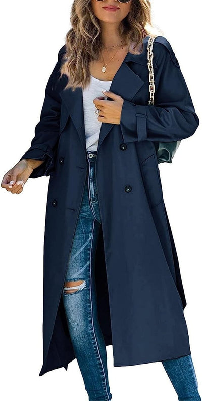 Sophie | Damen Oversized Trench Coat mit Bindegürtel Doppelreiher