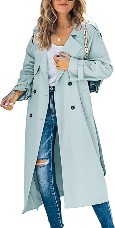 Sophie | Damen Oversized Trench Coat mit Bindegürtel Doppelreiher