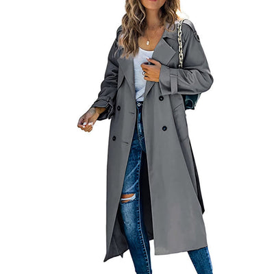 Sophie | Damen Oversized Trench Coat mit Bindegürtel Doppelreiher