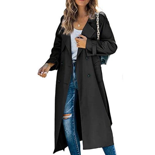 Sophie | Damen Oversized Trench Coat mit Bindegürtel Doppelreiher