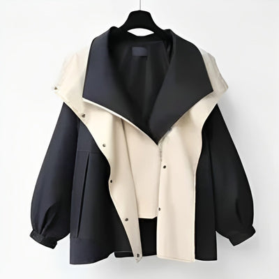 Hannah | Damen Oversized Trench Coat Wasserdichter Kurzmantel mit Doppelkragen