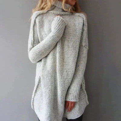Charlotte | Damen Oversized Turtleneck Sweater Grobstrick Longpullover