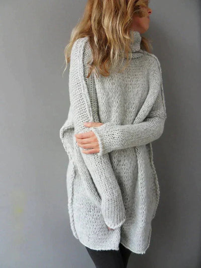 Charlotte | Damen Oversized Turtleneck Sweater Grobstrick Longpullover