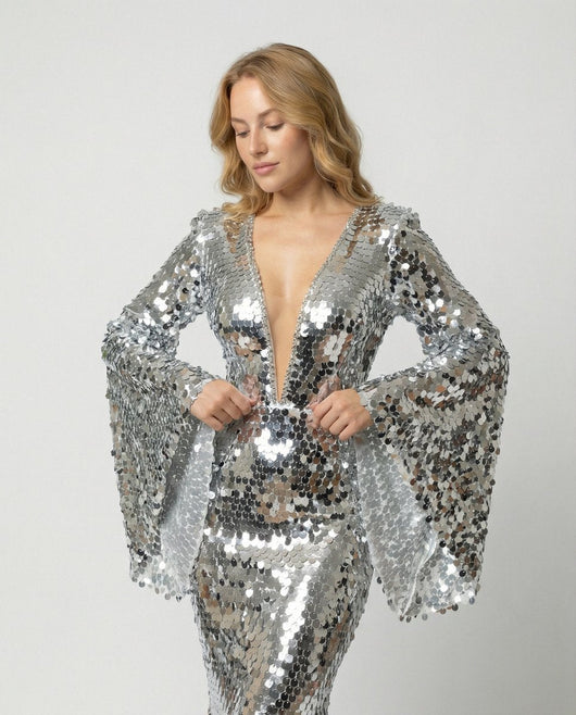Lena | Damen Pailletten Partykleid Abendkleid glitzernd festlich