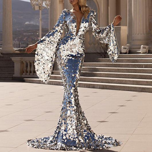 Lena | Damen Pailletten Partykleid Abendkleid glitzernd festlich