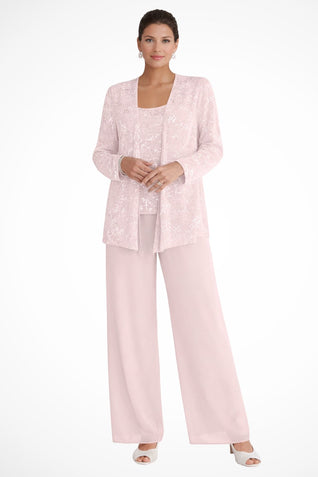 Elfriede | Damen Pailletten Wide-Leg Dreiteiler-Set Festliche Anzughose