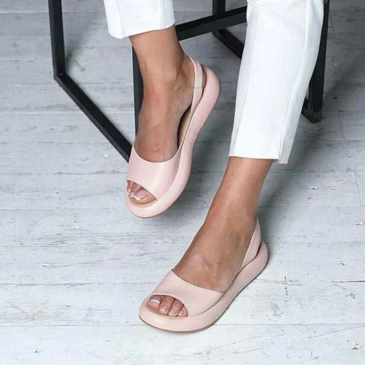 Elisabeth | Damen Peep-Toe Slingback Comfortable Sandals flache Sommersandalen