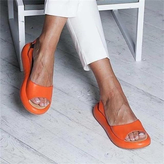 Elisabeth | Damen Peep-Toe Slingback Comfortable Sandals flache Sommersandalen