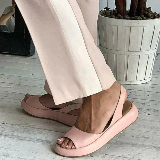 Elisabeth | Damen Peep-Toe Slingback Comfortable Sandals flache Sommersandalen