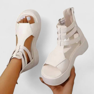 Sophie | Damen Plateau-Sandalen Schnallenverschluss Kreuzriemen Offene Zehenpartie
